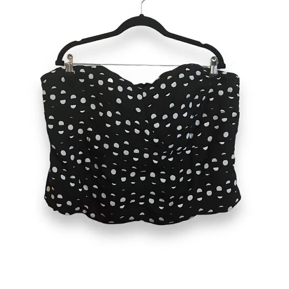 Ashley Stewart Ruched Polka Dot Bustier, Size 22/24 Black/White